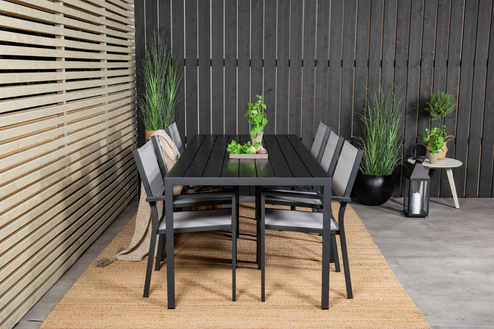 Venture Home Break Dining Table - 205*90 - Black Alu / Black Aintwood+Copacabana Arm Chair (s