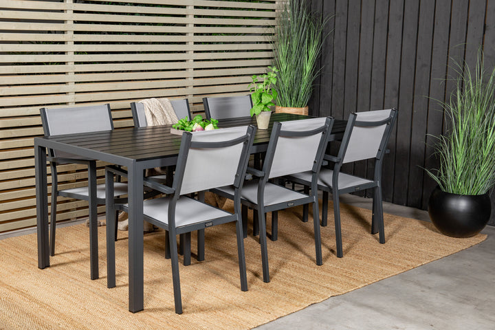 Venture Home Break Dining Table - 205*90 - Black Alu / Black Aintwood+Copacabana Arm Chair (s