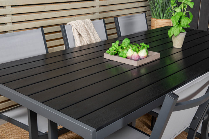 Venture Home Break Dining Table - 205*90 - Black Alu / Black Aintwood+Copacabana Arm Chair (s