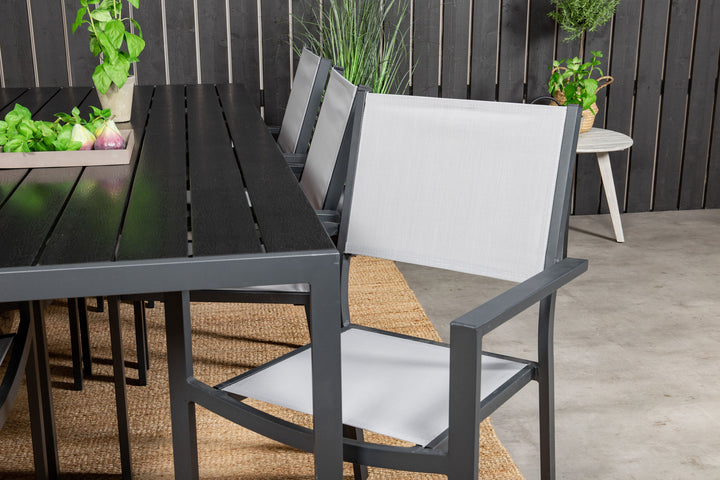 Venture Home Break Dining Table - 205*90 - Black Alu / Black Aintwood+Copacabana Arm Chair (s