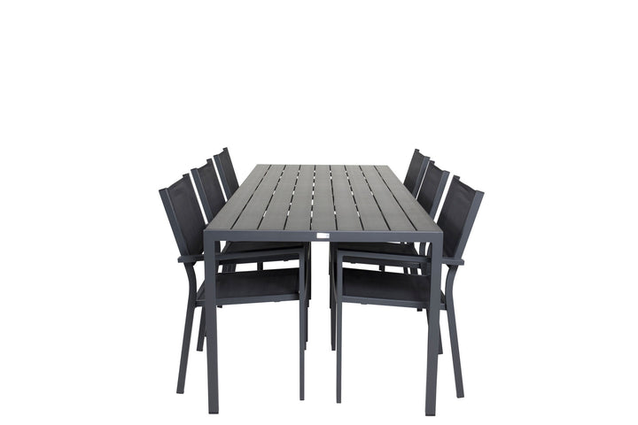 Venture Home Break Dining Table - 205*90 - Black Alu / Black Aintwood+Copacabana Arm Chair (s