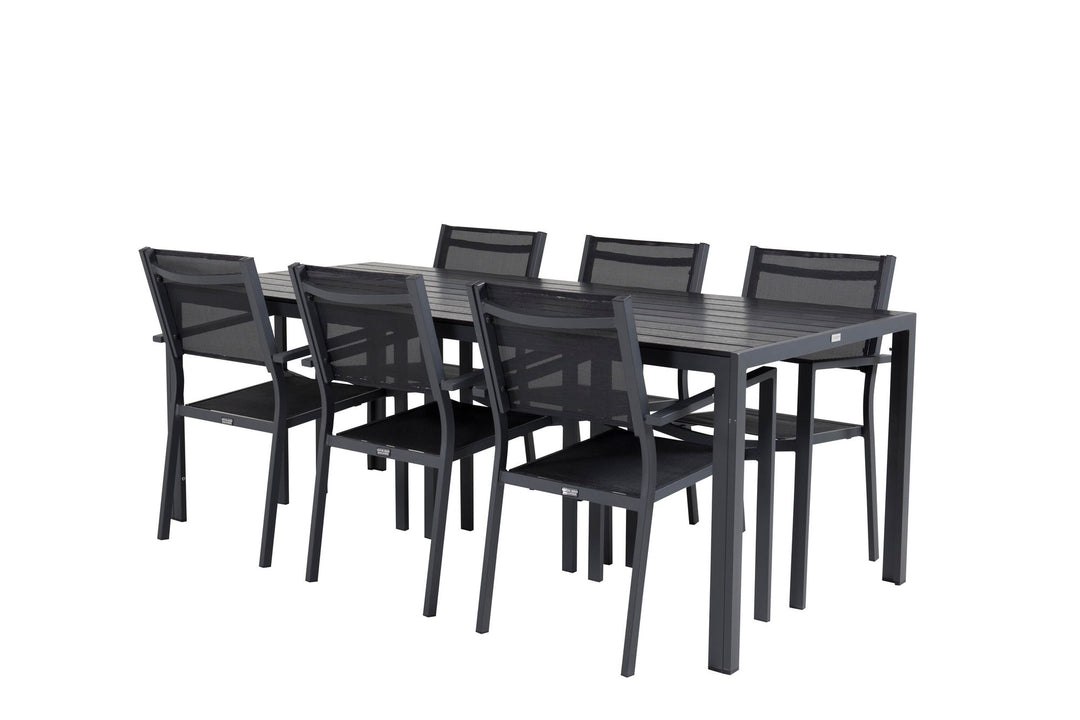 Venture Home Break Dining Table - 205*90 - Black Alu / Black Aintwood+Copacabana Arm Chair (s