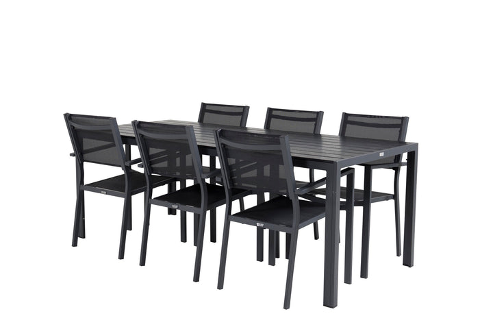 Venture Home Break Dining Table - 205*90 - Black Alu / Black Aintwood+Copacabana Arm Chair (s