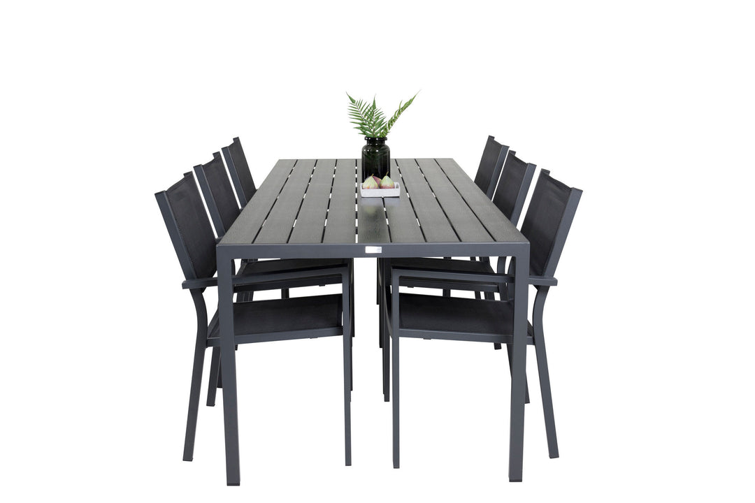 Venture Home Break Dining Table - 205*90 - Black Alu / Black Aintwood+Copacabana Arm Chair (s