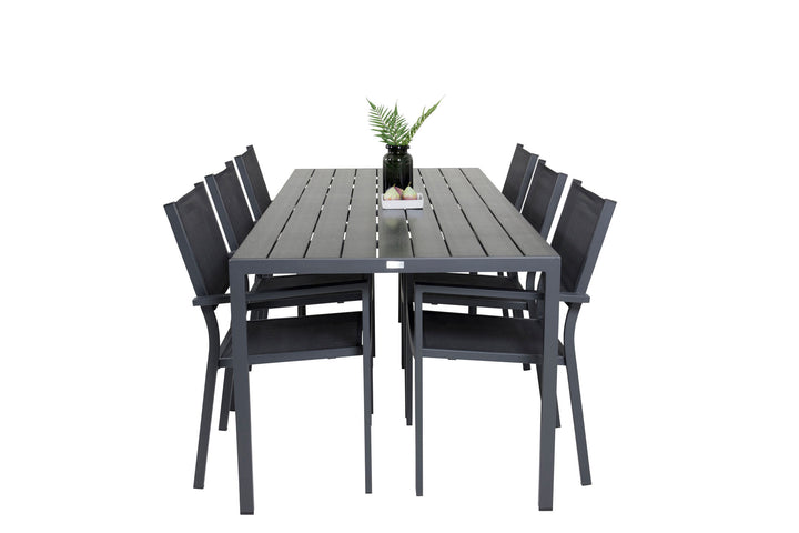 Venture Home Break Dining Table - 205*90 - Black Alu / Black Aintwood+Copacabana Arm Chair (s