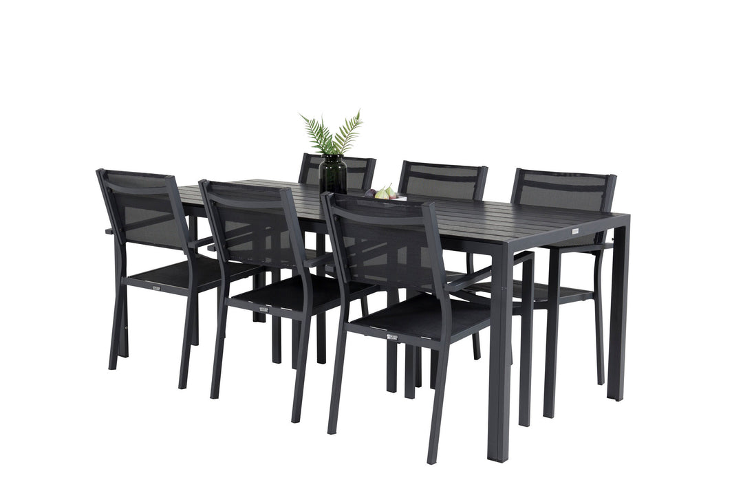 Venture Home Break Dining Table - 205*90 - Black Alu / Black Aintwood+Copacabana Arm Chair (s