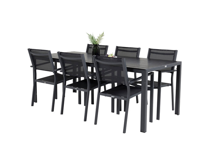 Venture Home Break Dining Table - 205*90 - Black Alu / Black Aintwood+Copacabana Arm Chair (s