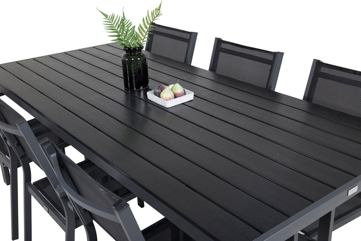 Venture Home Break Dining Table - 205*90 - Black Alu / Black Aintwood+Copacabana Arm Chair (s