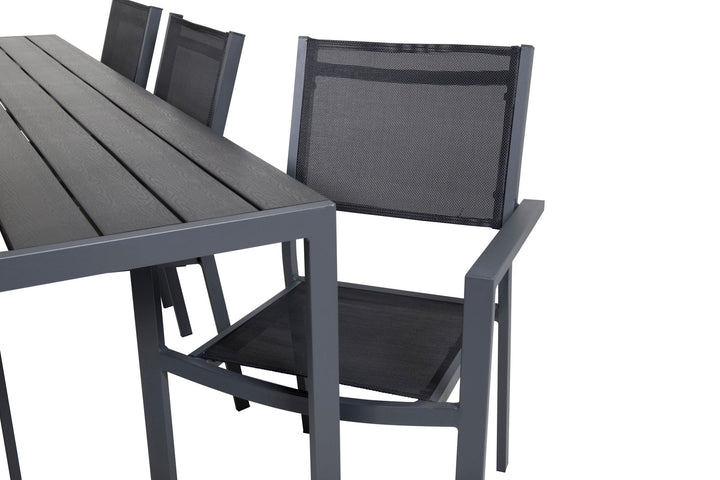 Venture Home Break Dining Table - 205*90 - Black Alu / Black Aintwood+Copacabana Arm Chair (s