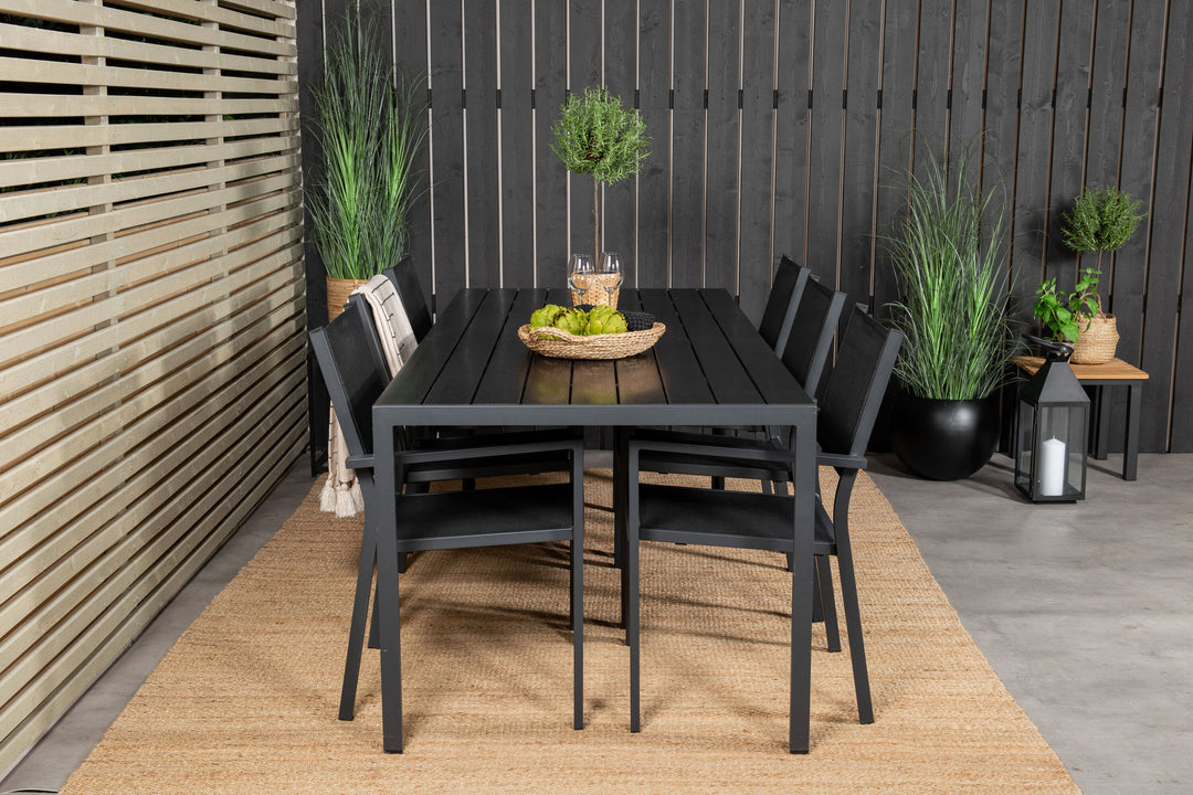 Venture Home Break Dining Table - 205*90 - Black Alu / Black Aintwood+Copacabana Arm Chair (s
