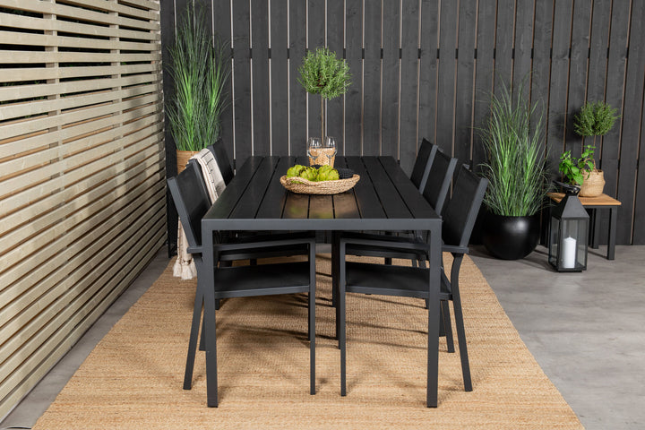 Venture Home Break Dining Table - 205*90 - Black Alu / Black Aintwood+Copacabana Arm Chair (s