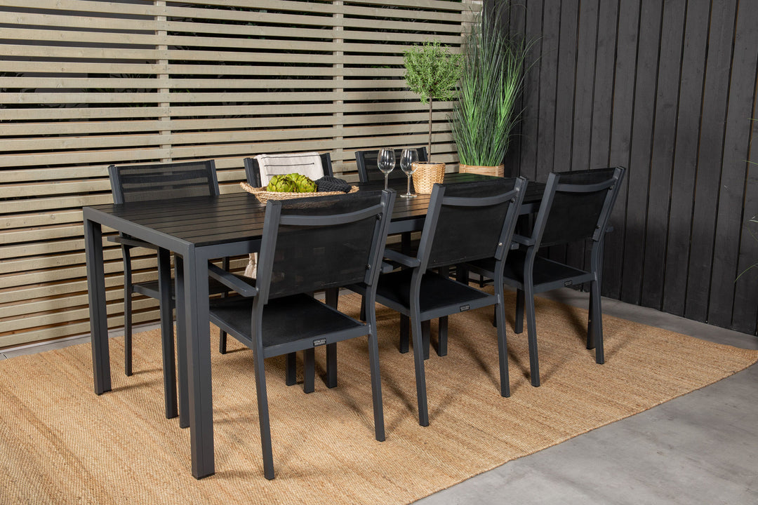 Venture Home Break Dining Table - 205*90 - Black Alu / Black Aintwood+Copacabana Arm Chair (s
