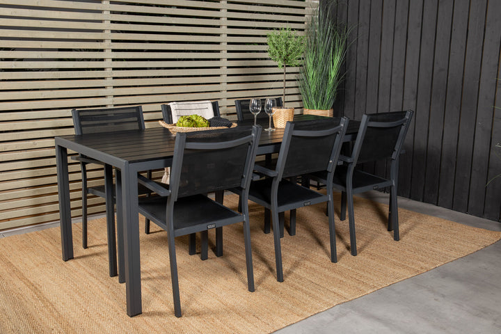 Venture Home Break Dining Table - 205*90 - Black Alu / Black Aintwood+Copacabana Arm Chair (s