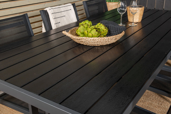 Venture Home Break Dining Table - 205*90 - Black Alu / Black Aintwood+Copacabana Arm Chair (s