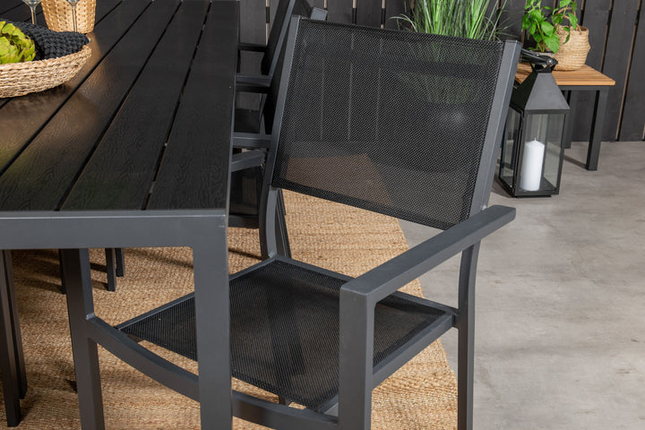 Venture Home Break Dining Table - 205*90 - Black Alu / Black Aintwood+Copacabana Arm Chair (s