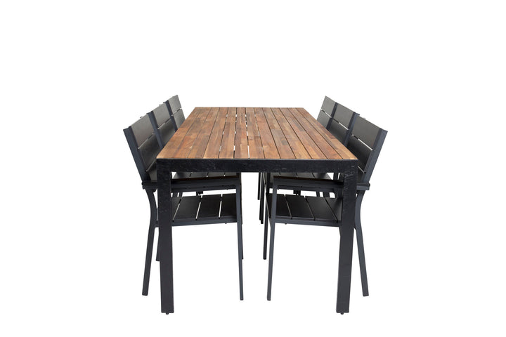 Venture Home Bois Dining table 200*100cm - Black Legs / Acacia +Levels Chair (stackable) - B