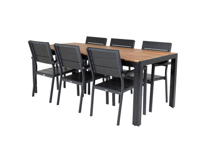 Venture Home Bois Dining table 200*100cm - Black Legs / Acacia +Levels Chair (stackable) - B