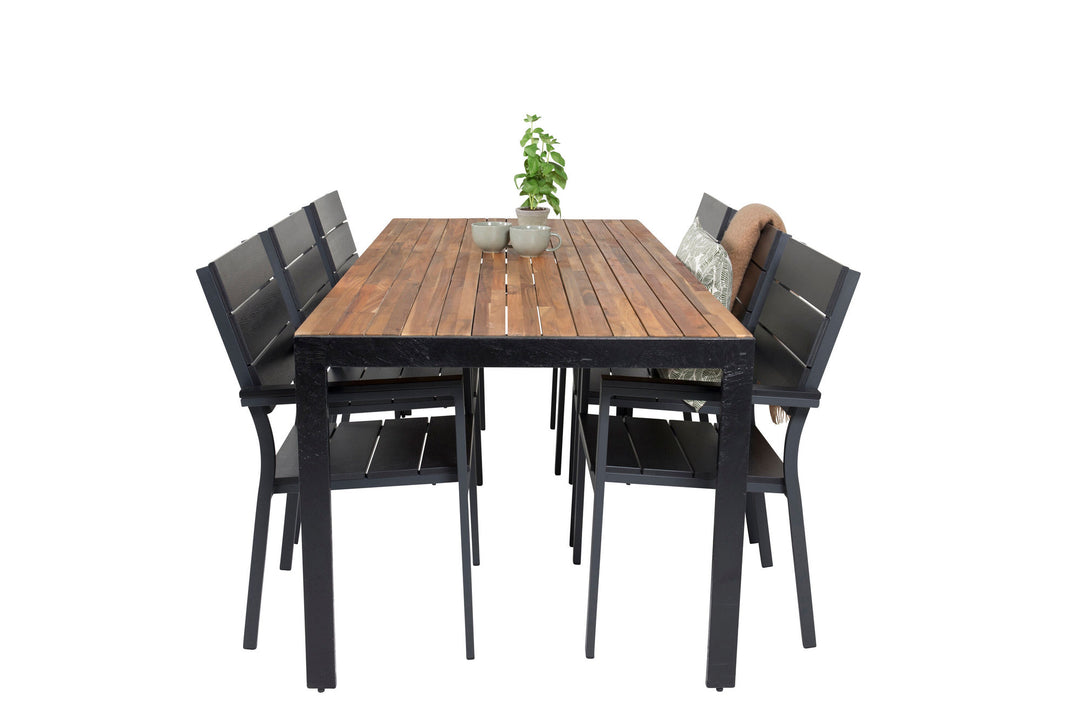 Venture Home Bois Dining table 200*100cm - Black Legs / Acacia +Levels Chair (stackable) - B