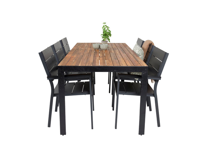Venture Home Bois Dining table 200*100cm - Black Legs / Acacia +Levels Chair (stackable) - B