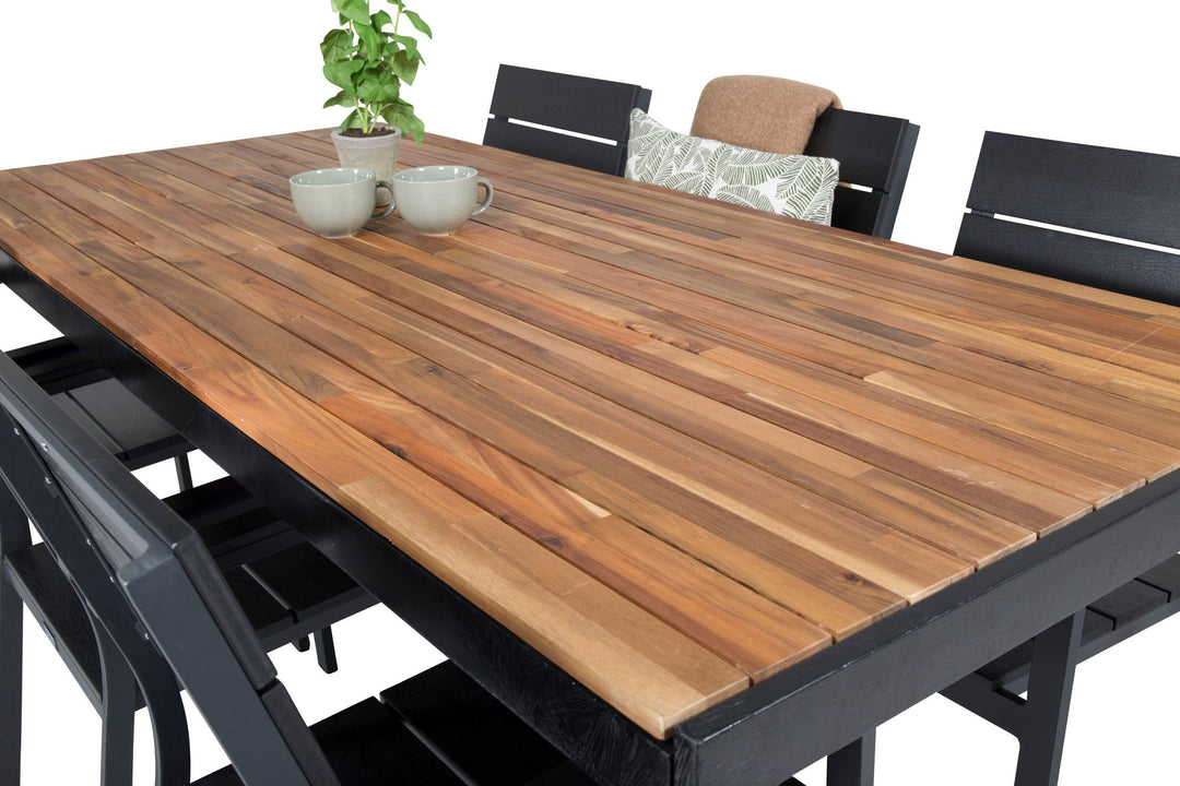 Venture Home Bois Dining table 200*100cm - Black Legs / Acacia +Levels Chair (stackable) - B