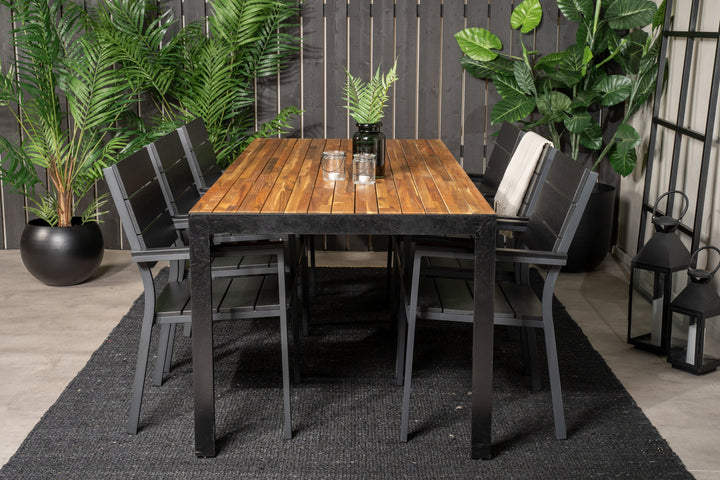 Venture Home Bois Dining table 200*100cm - Black Legs / Acacia +Levels Chair (stackable) - B