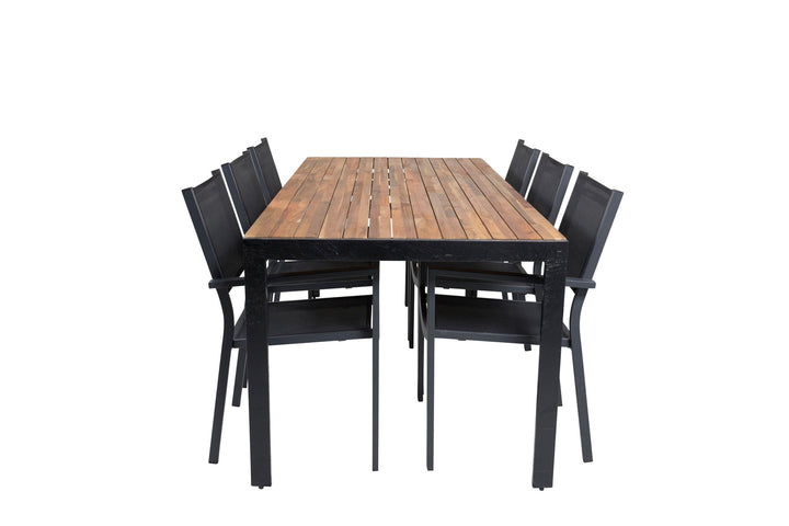 Venture Home Bois Dining table 200*100cm - Black Legs / Acacia +Copacabana Arm Chair (stacka