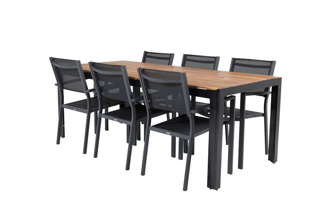 Venture Home Bois Dining table 200*100cm - Black Legs / Acacia +Copacabana Arm Chair (stacka