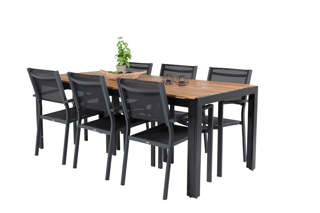 Venture Home Bois Dining table 200*100cm - Black Legs / Acacia +Copacabana Arm Chair (stacka