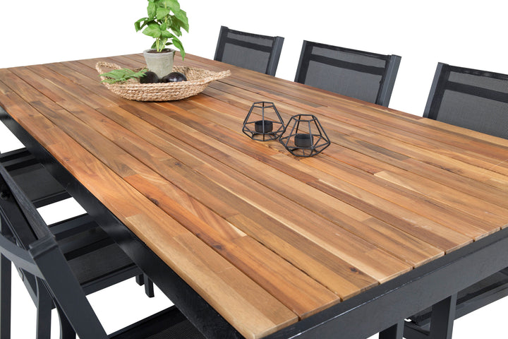 Venture Home Bois Dining table 200*100cm - Black Legs / Acacia +Copacabana Arm Chair (stacka