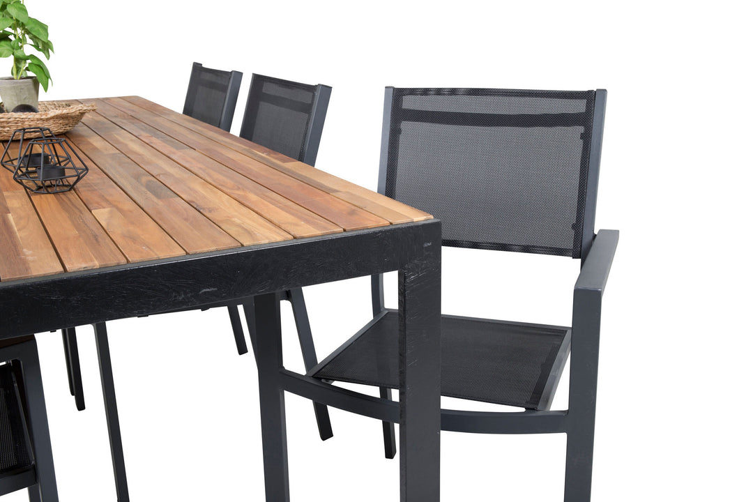 Venture Home Bois Dining table 200*100cm - Black Legs / Acacia +Copacabana Arm Chair (stacka