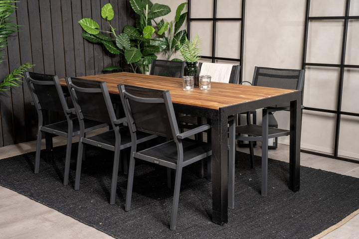Venture Home Bois Dining table 200*100cm - Black Legs / Acacia +Copacabana Arm Chair (stacka