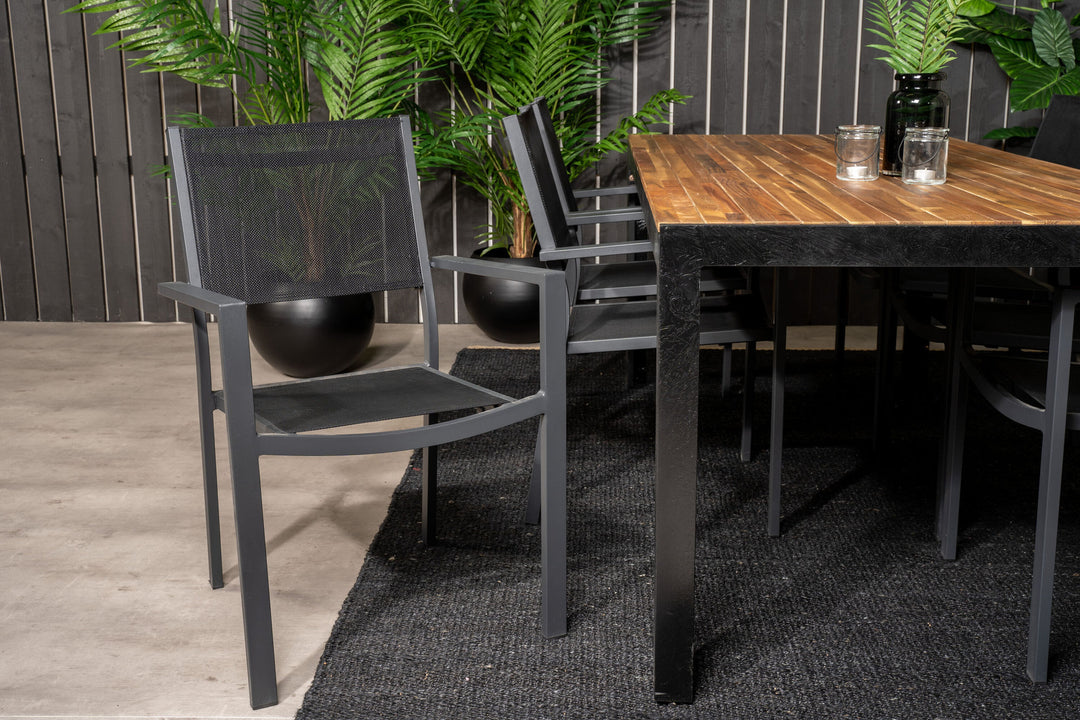 Venture Home Bois Dining table 200*100cm - Black Legs / Acacia +Copacabana Arm Chair (stacka