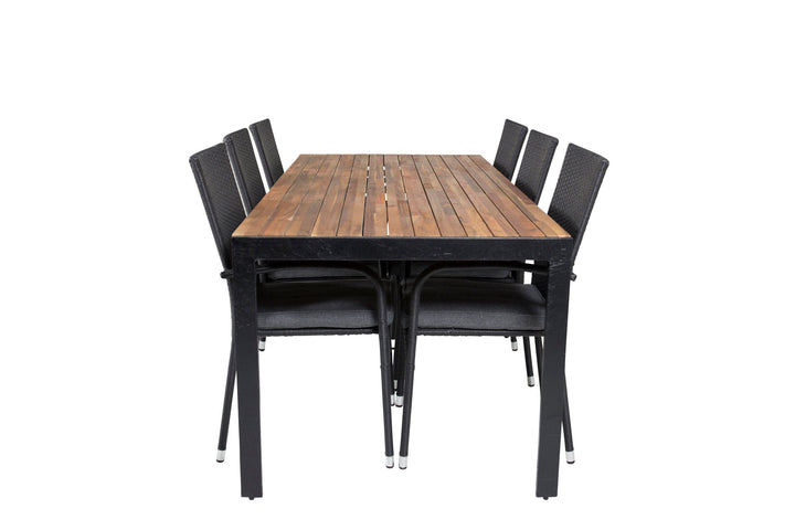 Venture Home Bois Dining table 200*100cm - Black Legs / Acacia +Anna Arm Chair (stackable) -