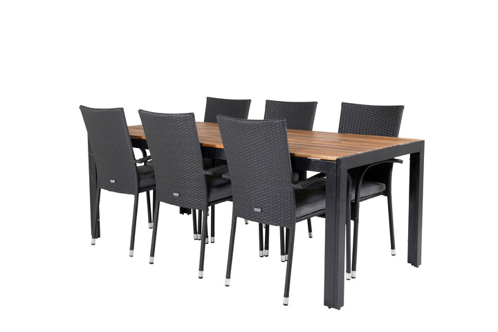 Venture Home Bois Dining table 200*100cm - Black Legs / Acacia +Anna Arm Chair (stackable) -