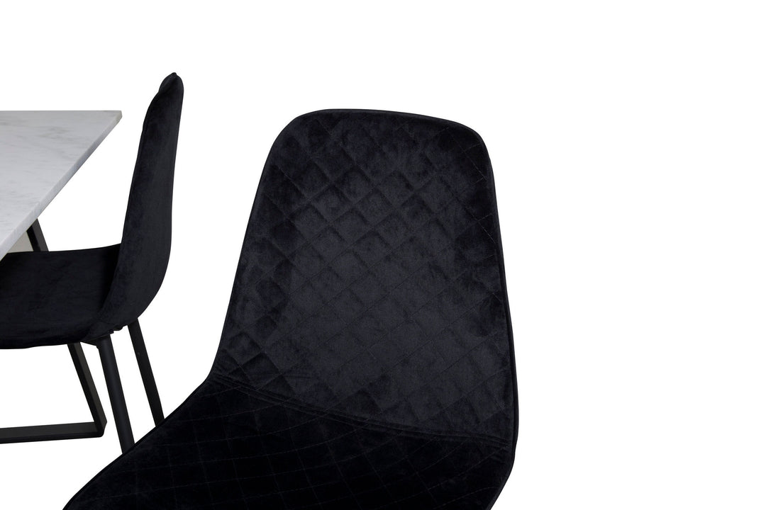 Venture Home Estelle Dining Table 140*90 - White / Black+Polar Diamond Dining Chair - Black Legs - Black Velvet_4