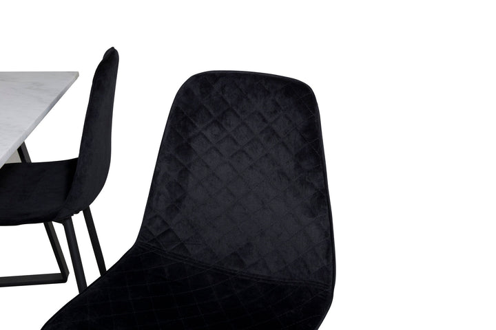 Venture Home Estelle Dining Table 140*90 - White / Black+Polar Diamond Dining Chair - Black Legs - Black Velvet_4