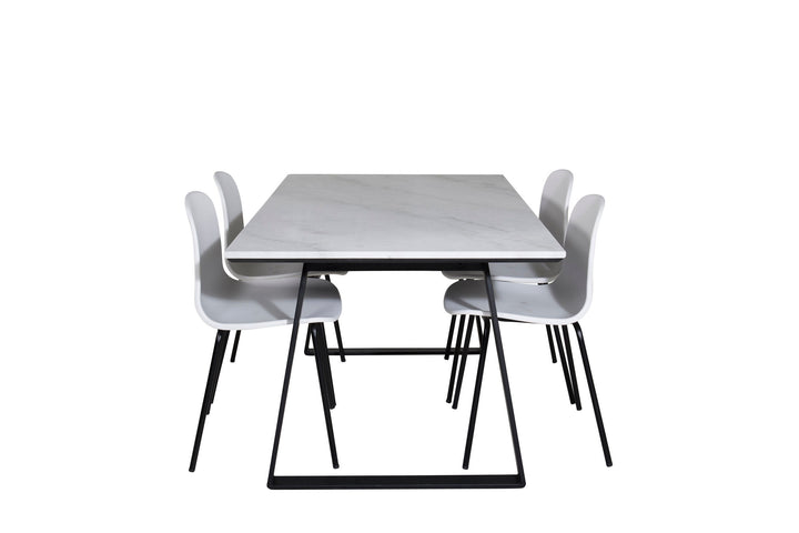 Venture Home Estelle Dining Table 140*90 - White / Black+Arctic Dining Chair - Black Legs - White Plastic_4