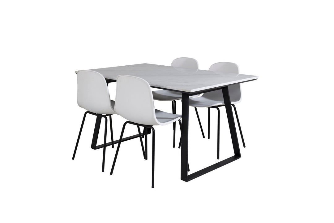 Venture Home Estelle Dining Table 140*90 - White / Black+Arctic Dining Chair - Black Legs - White Plastic_4