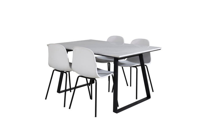 Venture Home Estelle Dining Table 140*90 - White / Black+Arctic Dining Chair - Black Legs - White Plastic_4
