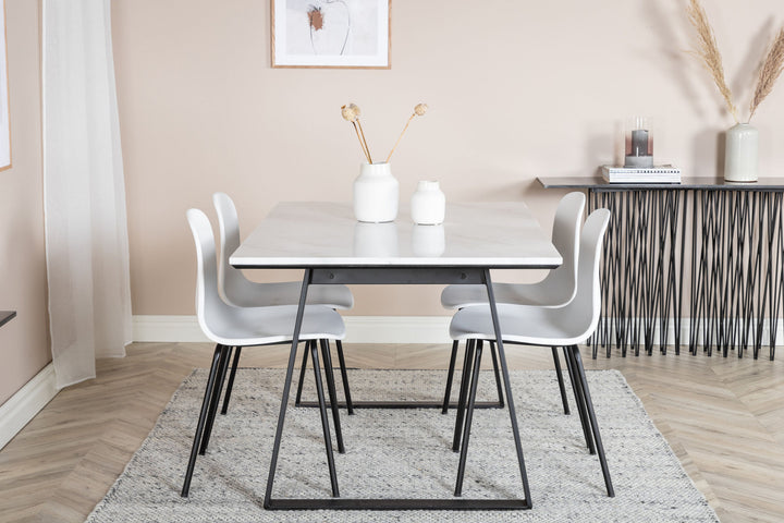 Venture Home Estelle Dining Table 140*90 - White / Black+Arctic Dining Chair - Black Legs - White Plastic_4