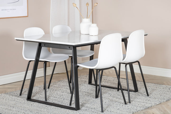 Venture Home Estelle Dining Table 140*90 - White / Black+Arctic Dining Chair - Black Legs - White Plastic_4