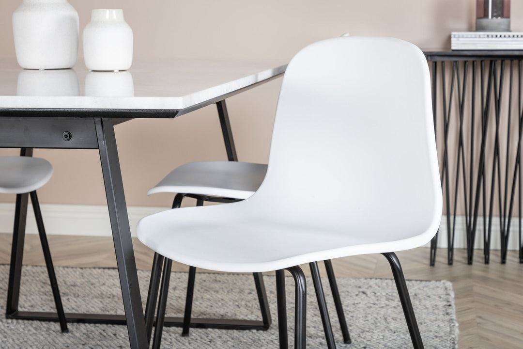 Venture Home Estelle Dining Table 140*90 - White / Black+Arctic Dining Chair - Black Legs - White Plastic_4