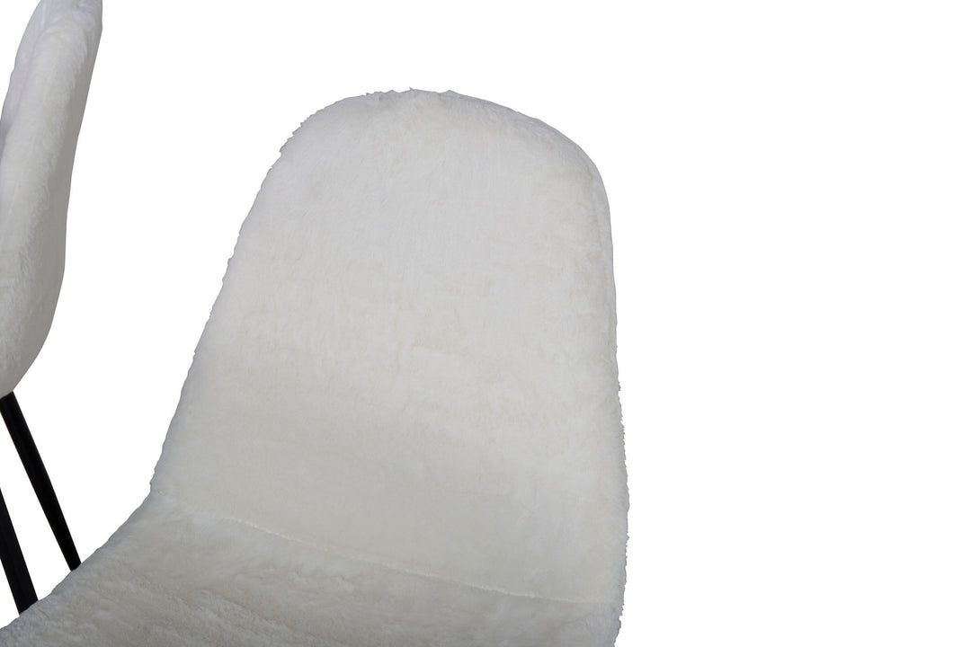 Venture Home Estelle Dining Table 140*90 - White / Black+Polar Fluff Dining Chair - Black Legs - White Teddy _4