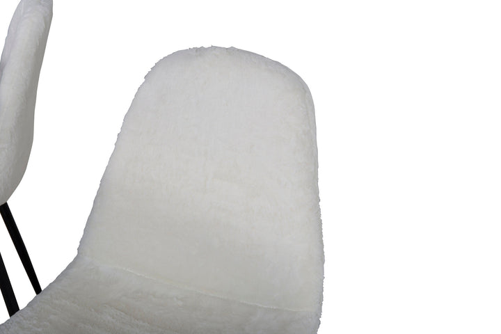 Venture Home Estelle Dining Table 140*90 - White / Black+Polar Fluff Dining Chair - Black Legs - White Teddy _4