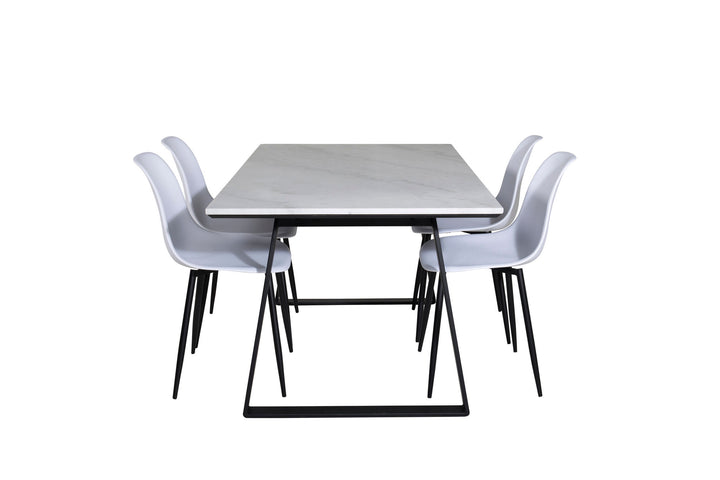 Venture Home Estelle Dining Table 140*90 - White / Black+Polar Plastic Dining Chair - Black Legs / White Plastic_4