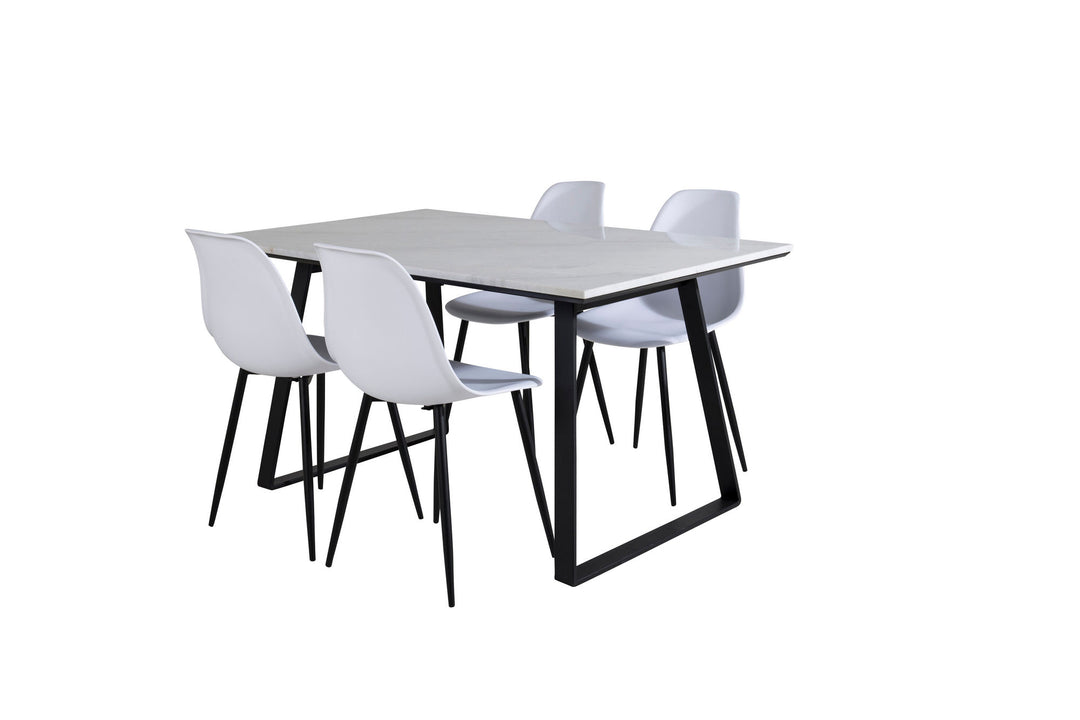 Venture Home Estelle Dining Table 140*90 - White / Black+Polar Plastic Dining Chair - Black Legs / White Plastic_4