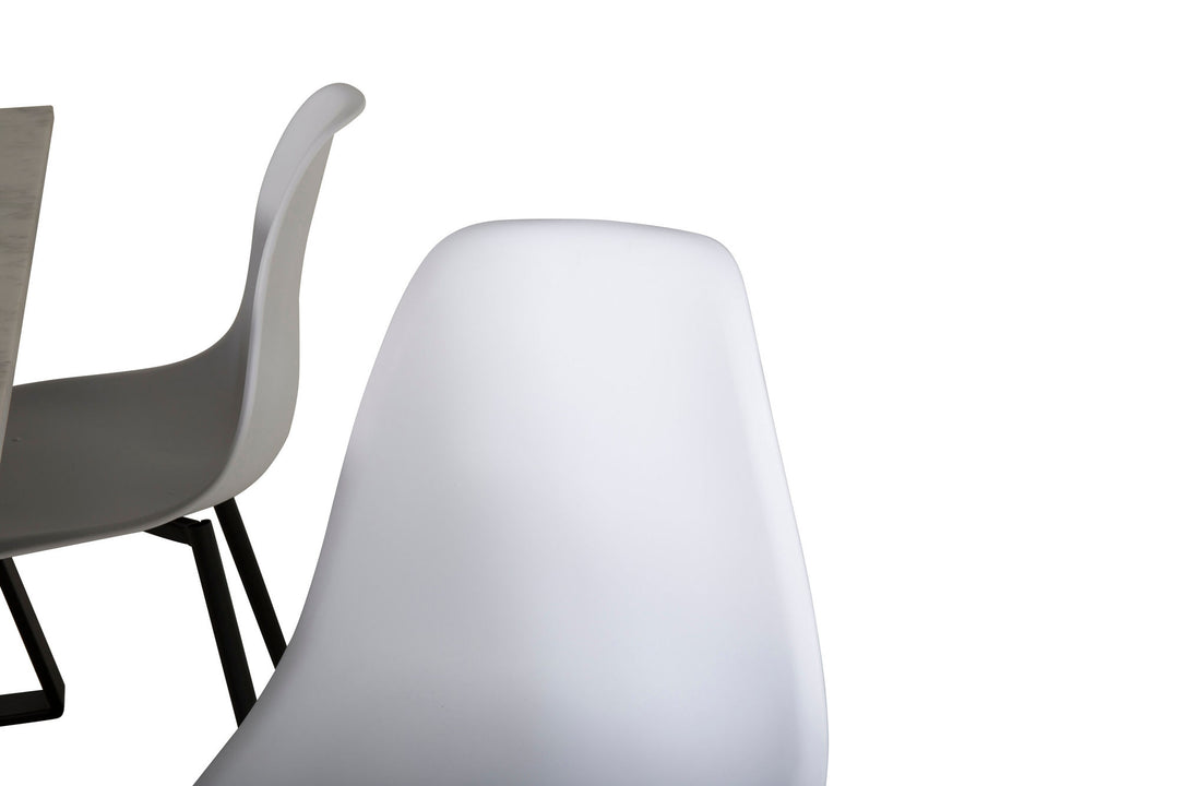 Venture Home Estelle Dining Table 140*90 - White / Black+Polar Plastic Dining Chair - Black Legs / White Plastic_4