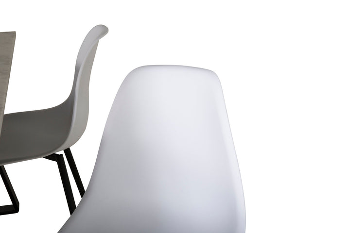 Venture Home Estelle Dining Table 140*90 - White / Black+Polar Plastic Dining Chair - Black Legs / White Plastic_4