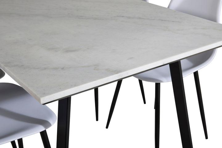 Venture Home Estelle Dining Table 140*90 - White / Black+Polar Plastic Dining Chair - Black Legs / White Plastic_4