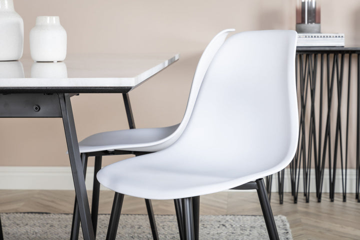Venture Home Estelle Dining Table 140*90 - White / Black+Polar Plastic Dining Chair - Black Legs / White Plastic_4